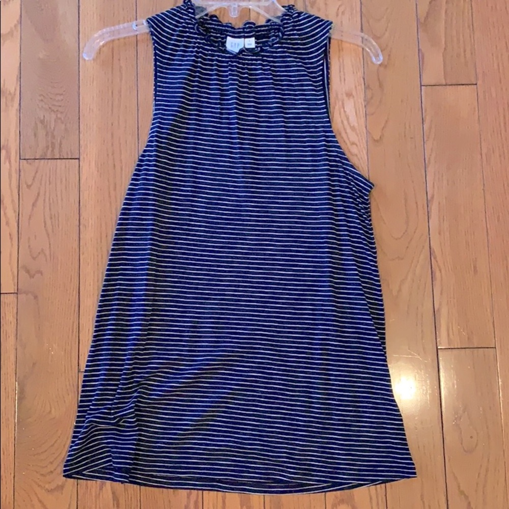 Gap Navy and White Ruffle Tank